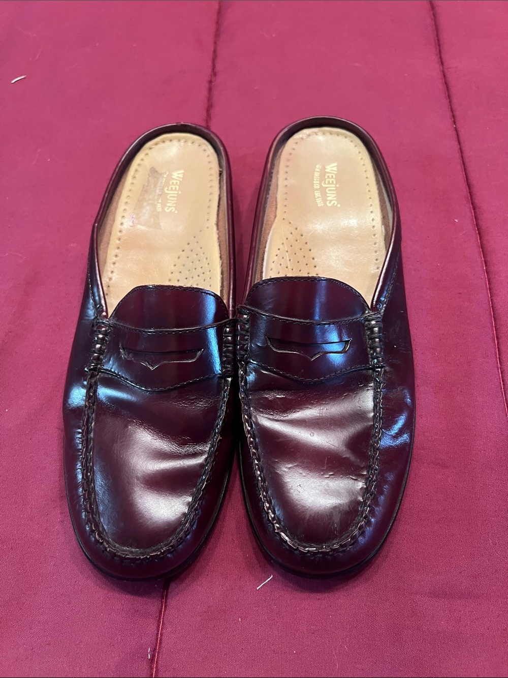 G.H. Bass & Co. Burgundy Leather Penny Loafers Winn Mules 8.5